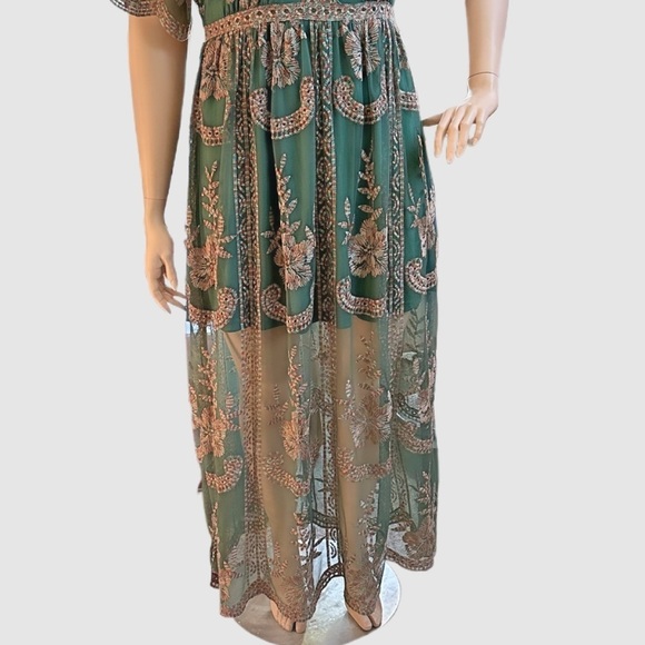 A Beautiful Soul Maxi Dress w/ Short Under Skirt Size 18/20 2X Hunter Green NWT - Picture 9 of 16